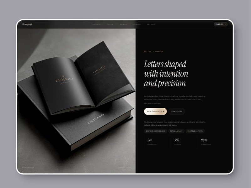 Preview for Monograph Type Foundry Landing Page Template