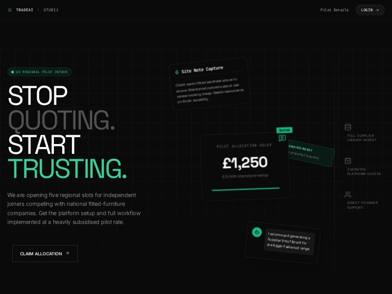 Preview for TradeAI Operational SaaS Landing Page Template