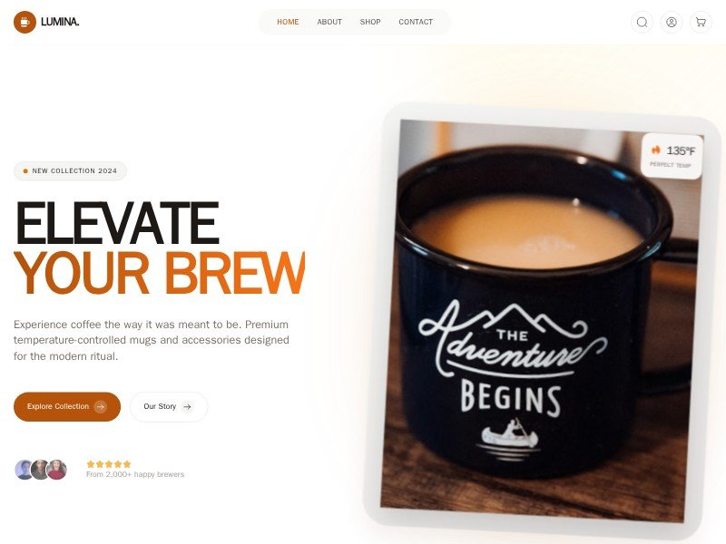 Preview for Lumina Coffee E-commerce Landing Page Template