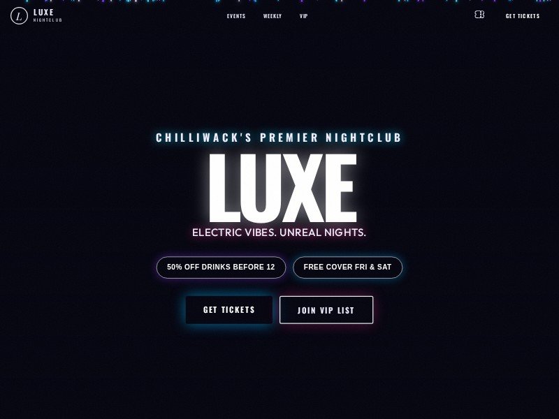 Preview for LUXE Nightclub & Event Landing Page Template