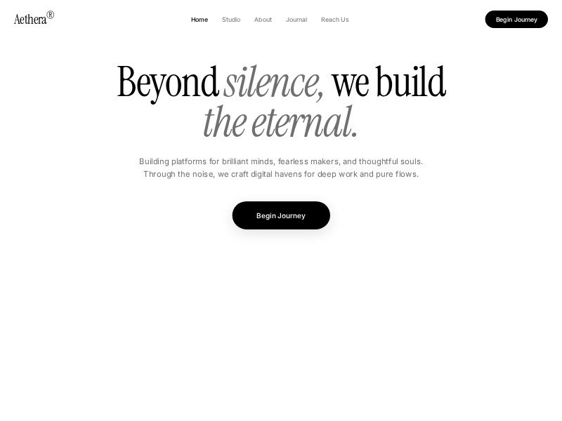 Preview for Aethera Studio Landing Page Template