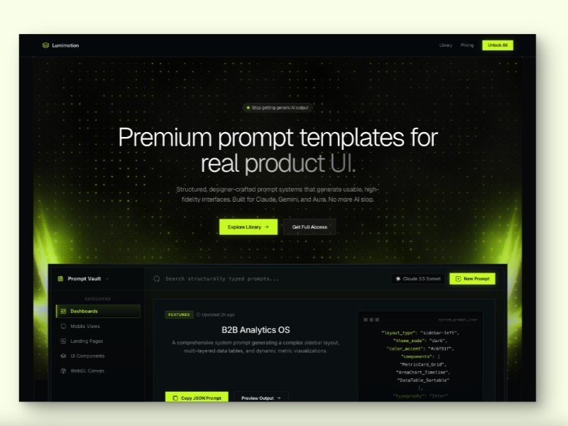 Preview for AI Prompt Library Landing Page Template