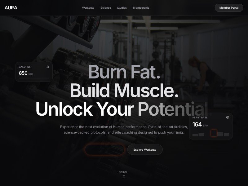 Preview for AURA Fitness Landing Page Template