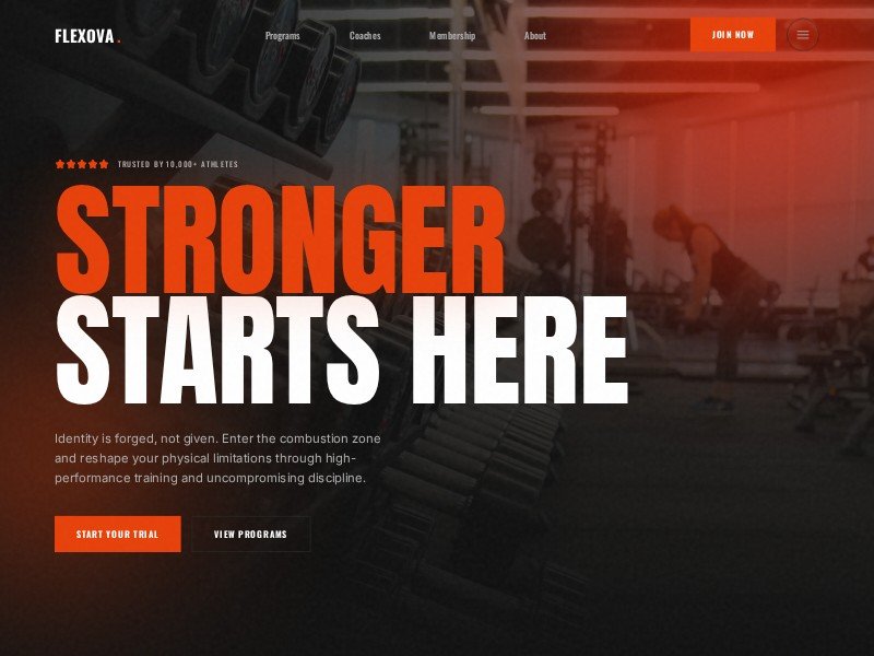 Preview for Flexova High-Performance Fitness Landing Page Template