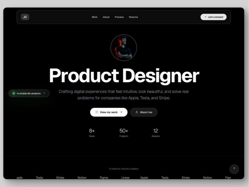 Preview for React Product Designer Portfolio Template