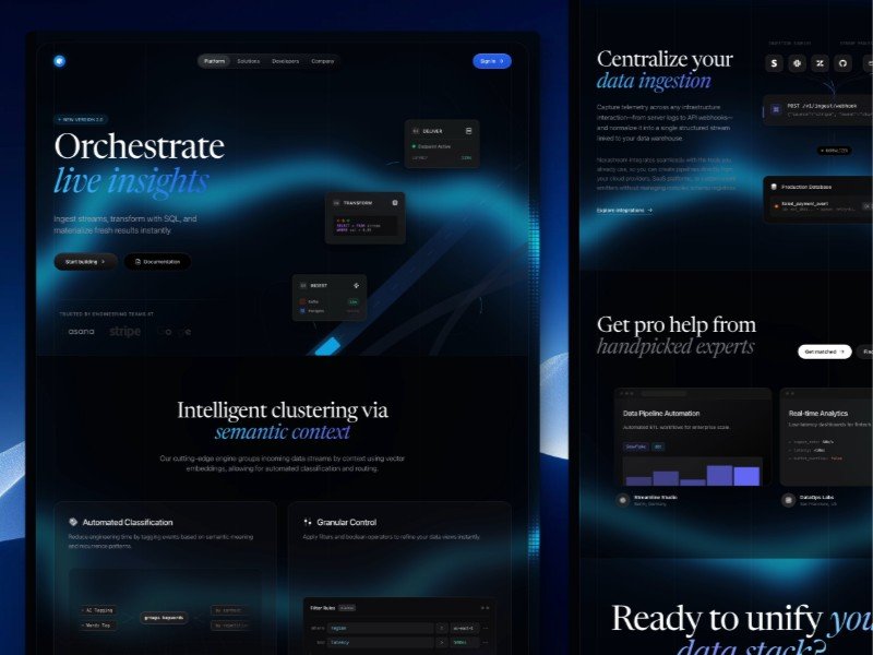 Preview for Nexastream Dark Mode SaaS React Landing Page Template
