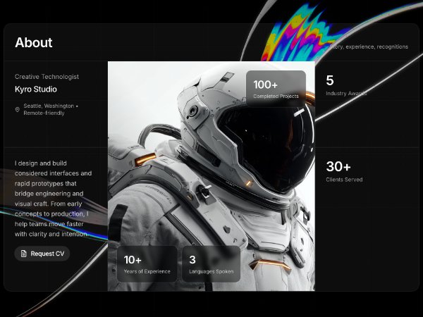 Responsive About/Profile Card with Image & Stats
