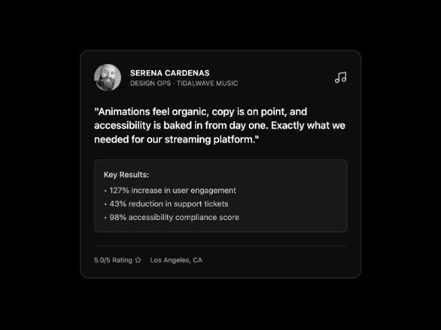 Testimonial Card with Metrics