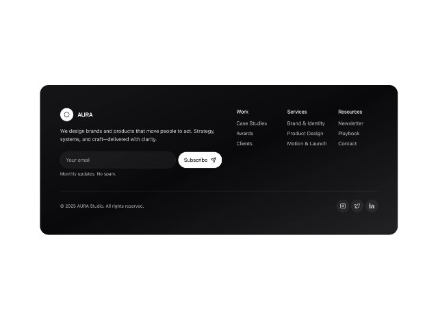 Responsive Newsletter Footer with Social Links