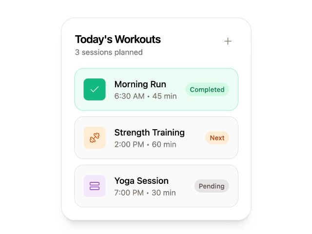 Daily Workout Schedule Card