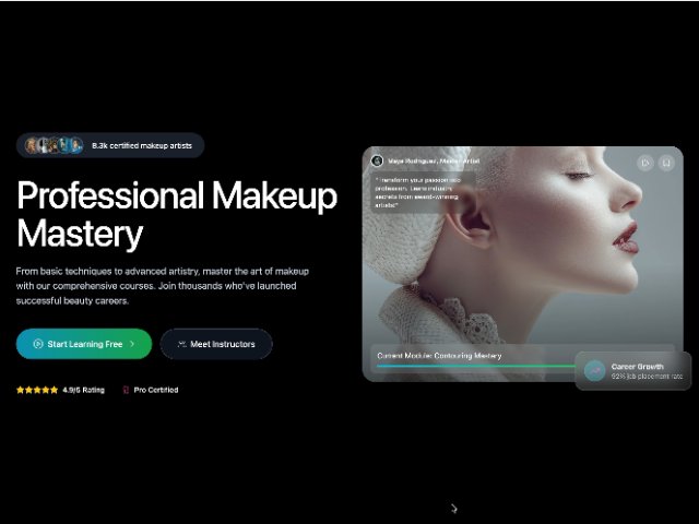 Makeup Course Hero Section with CTA