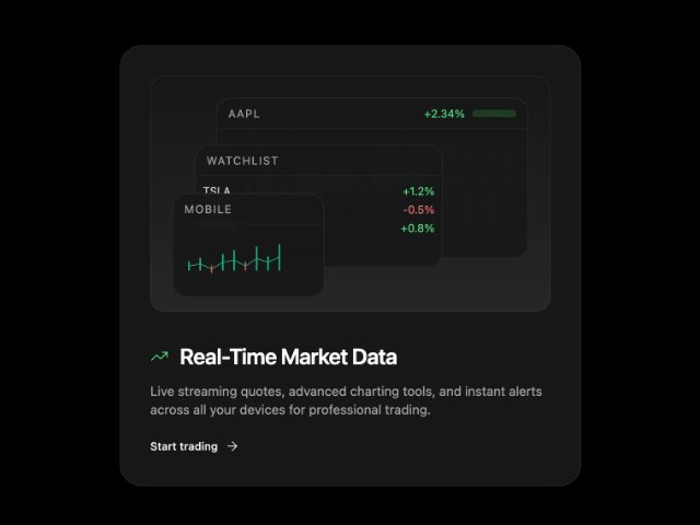 Trading Dashboard Card with Real-Time Market Data