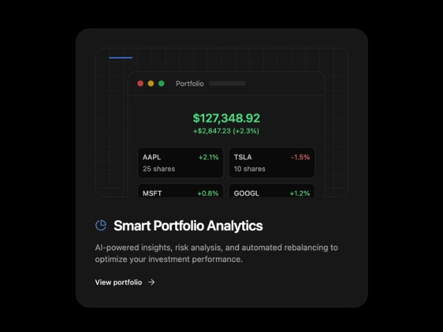 Smart Portfolio Analytics Card with Dashboard Preview