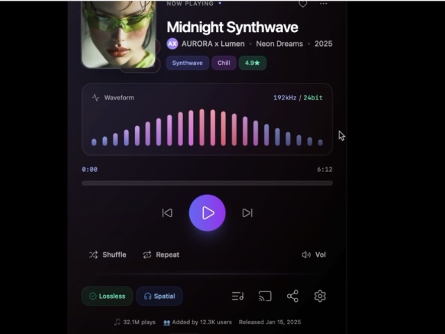 Animated Glassmorphic Music Player Card