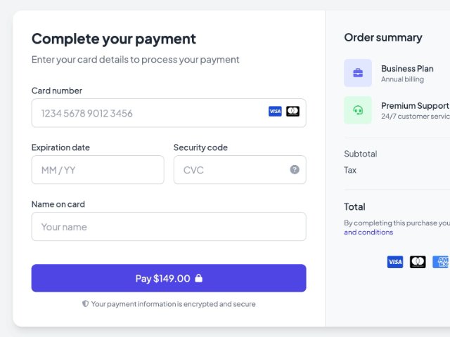 Checkout Payment Form with Order Summary