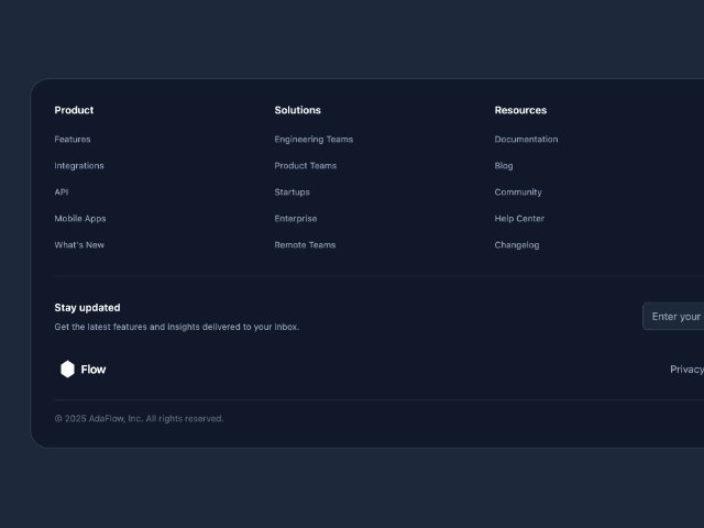 Responsive Tailwind Footer with Links & Newsletter