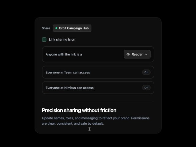 Share Settings Panel with Permission Dropdown
