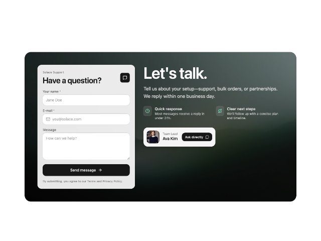Contact Support Section with Responsive Form