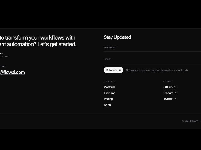 Dark CTA Footer with Newsletter and Quick Links
