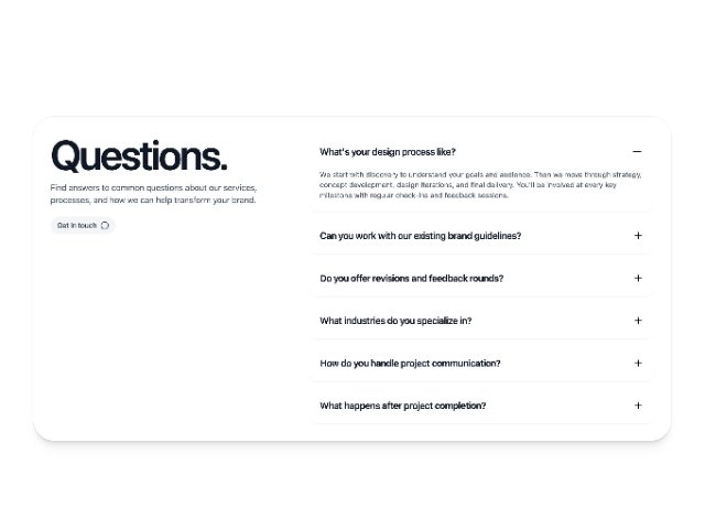 Interactive FAQ Accordion Section (Tailwind)