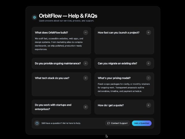 Interactive FAQ Accordion with CTA