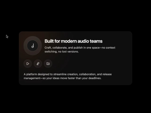 Audio Collaboration Feature Card with Action Buttons