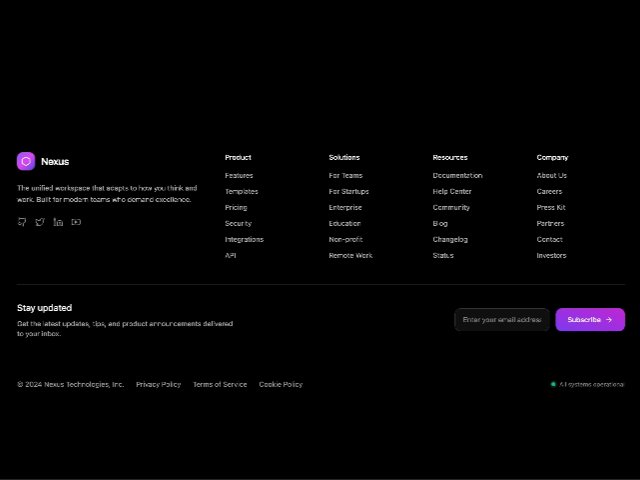 Glassmorphic Multi-Column Footer with Newsletter