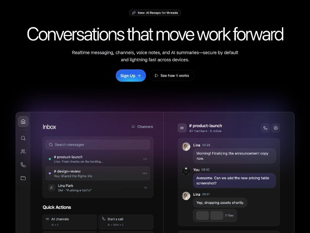 Landing Hero with Chat App Preview & Animated CTA
