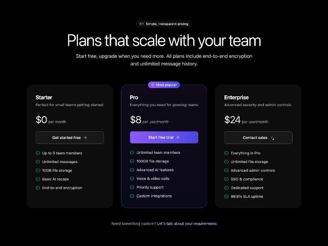 Responsive Three-Tier Pricing Section (Tailwind)