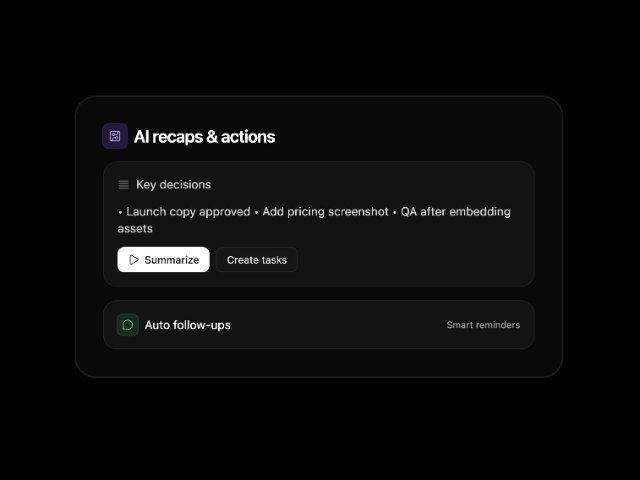 AI Recap & Actions Dark-Mode Card Component