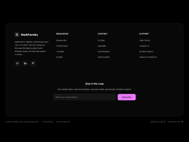 Responsive Dark Footer with Newsletter & Social Links