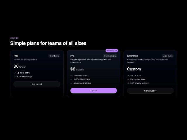 响应式 SaaS 产品定价方案区 网页组件预览图