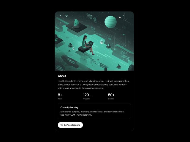 About/Profile Card with Stats and CTA