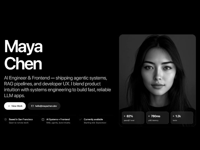 Portfolio Hero Section with CTA & Image