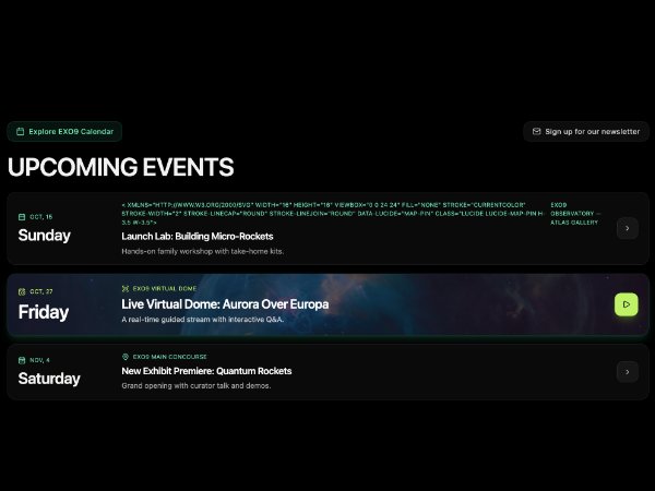 Upcoming Events Section with Featured Highlight