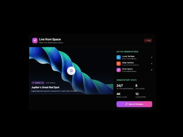 Featured Live Stream Dashboard Panel