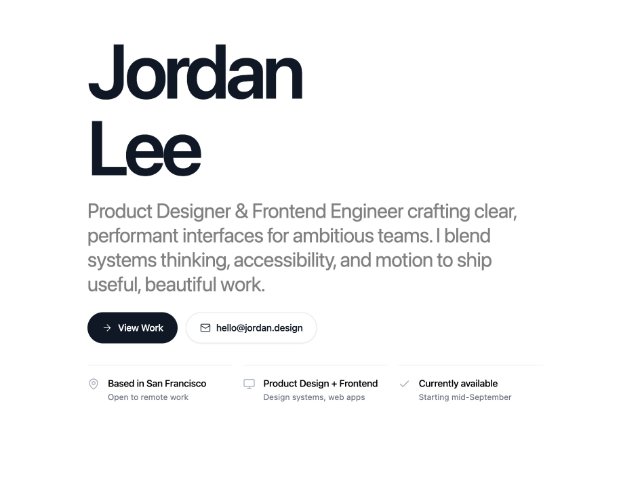 Portfolio Hero Section with CTAs