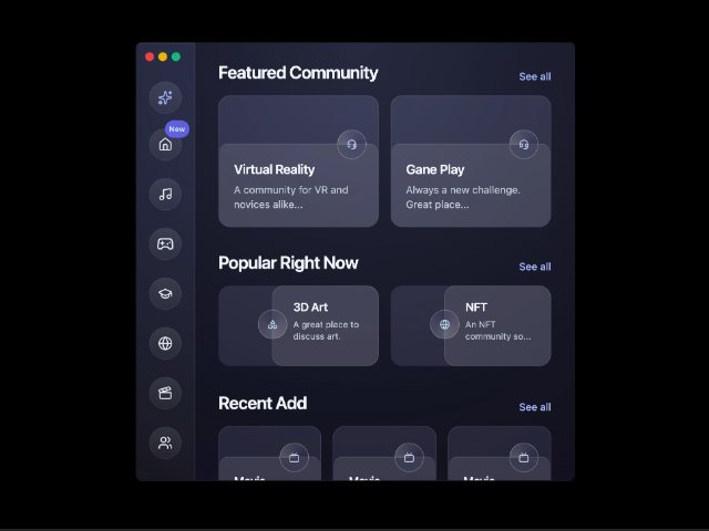 Community Dashboard Layout with Icon Sidebar