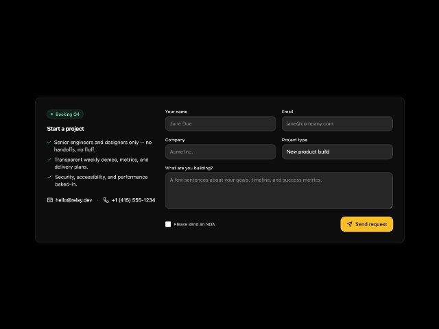 Responsive Project Inquiry Contact Form