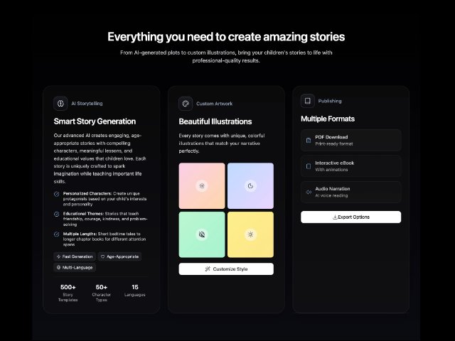 Dark Gradient Feature Section with Responsive Cards