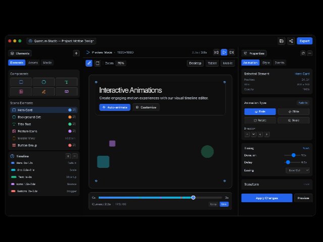 Motion Design Animation Editor Dashboard — HTML/CSS UI Component | Aura