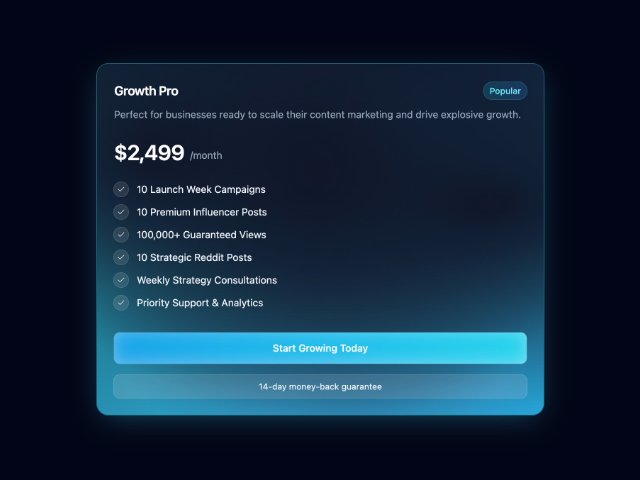 Gradient Pricing Card with Features & CTA