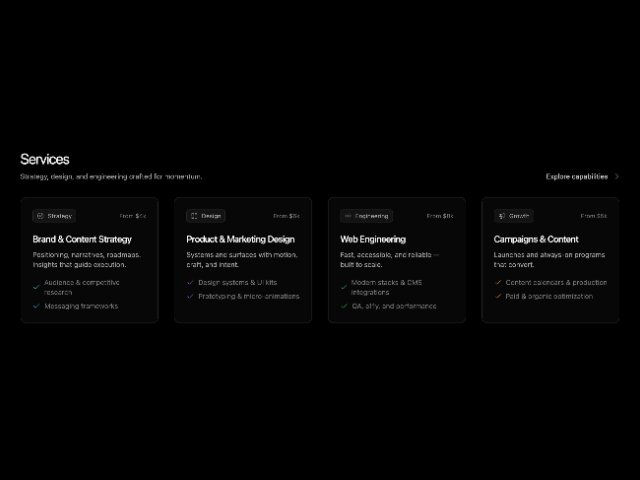 Animated Services Grid Section