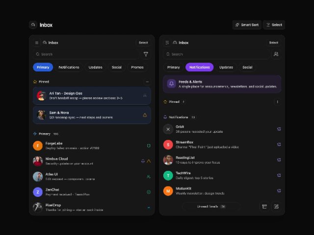 Tailwind Inbox Dashboard UI Mockup