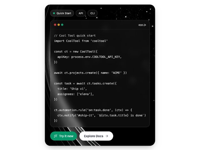 Frosted Glass Code Snippet Card with Tabs & CTAs