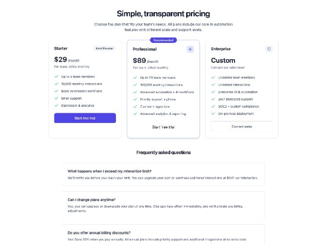 Responsive Pricing Table with FAQ Section