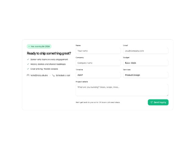 Responsive Contact & Inquiry Form Section
