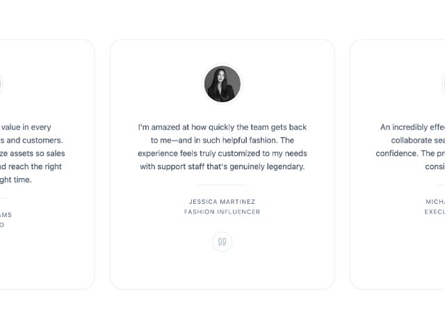Hover-Animated Testimonial Card Grid