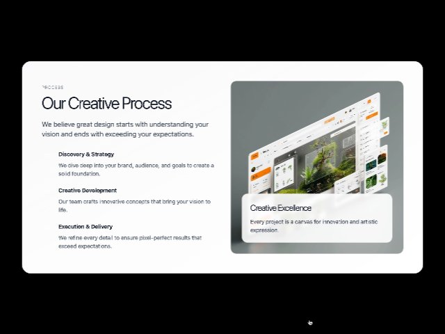 Creative Process Steps Section with Image & Animations
