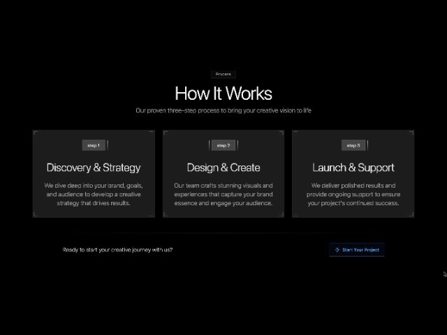 Glassmorphic Three-Step Process Section
